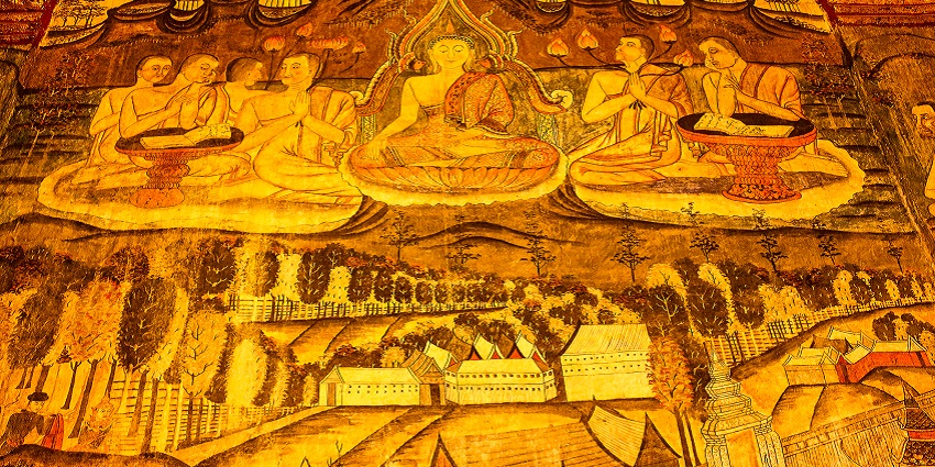 An inside view of the Chiang Mai National Museum featuring astonishing paintings.
