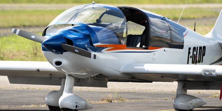 A parked aircraft at Djougou Airport which is one of the small airports in Benin for public use.