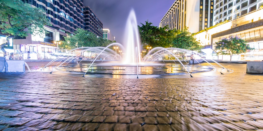 Dubai Fountain, UAE, one of the popular attractions near the largest shopping mall in the world, Dubai Mall