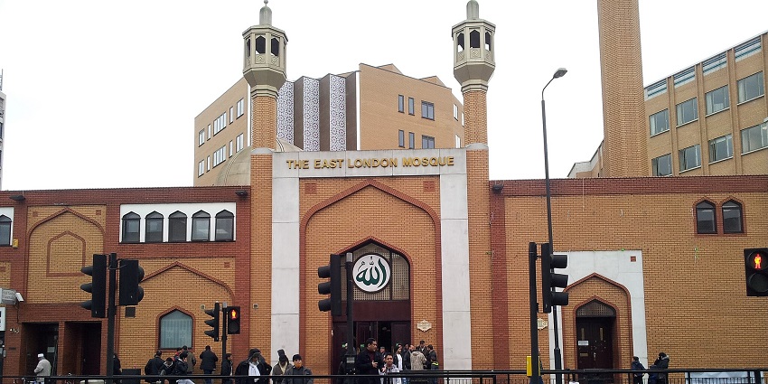 A view of East London Mosque, one of the popular mosques in London, United Kingdom.