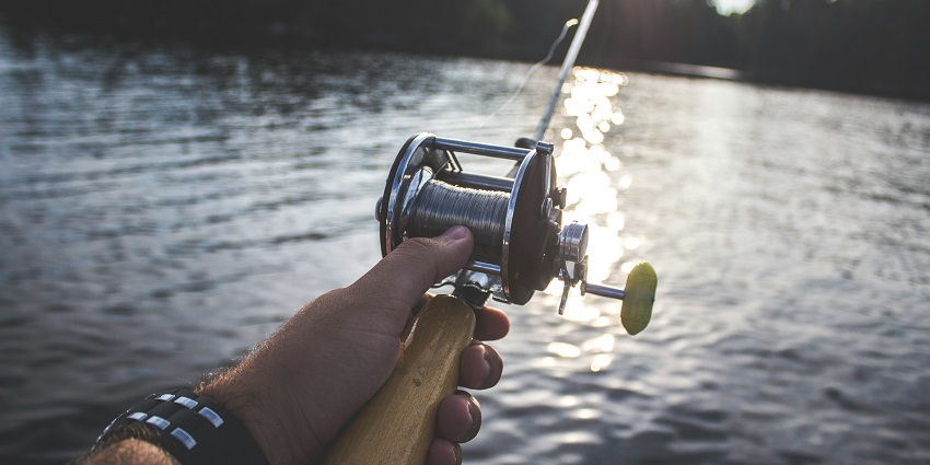 Hands of a person holding a fishing rod, reeling the fishing rod and a ring on a finger.
Viewers of this file can see comments and suggestions