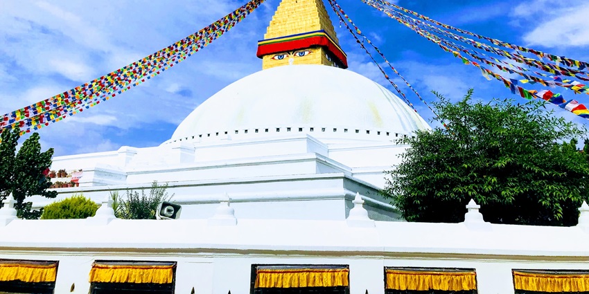 A view of a blanket of clear blue skies surrounding the towering attraction of the region.