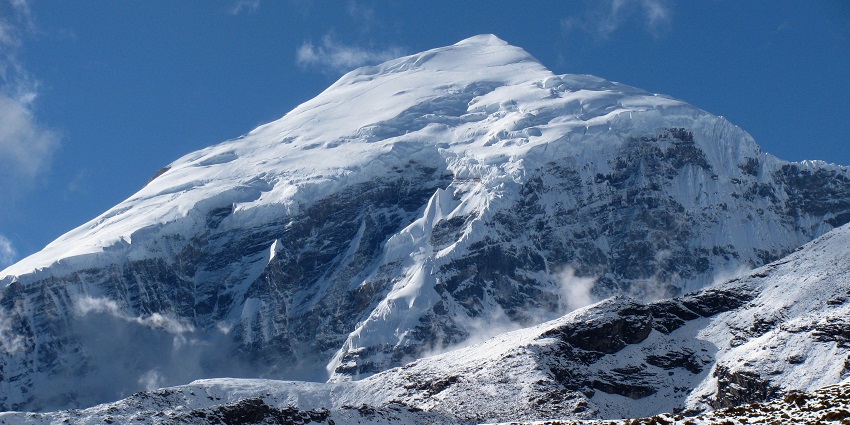 Mount Jomolhari as seen from Drukgyel Dzong, offering a breathtaking Himalayan view