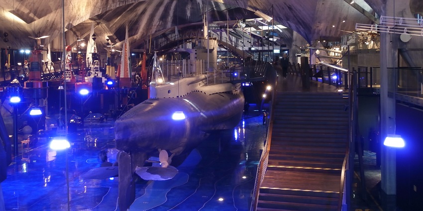 An image of the Estonian Maritime Museum in Tallinn with an ancient stone archway, one of the best Naval Aviation Museums in the world.
