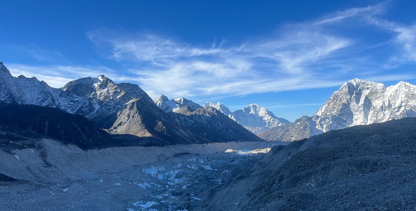 A trekking trail leading to Everest Base Camp, an iconic route for trekking in July.