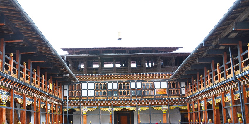 Jakar Dzong, a historic fortress nestled in the scenic valley of Bumthang Bhutan