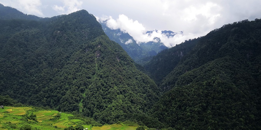 An image of the Himalayas in Jigme Dorji National Park, one of the things to see in Bhutan