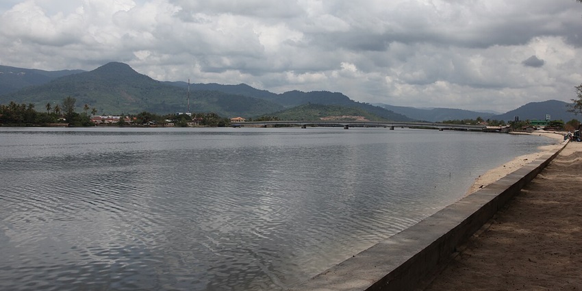 An image of Kampot’s Riverside, one of the places for things to do in Cambodia in January.