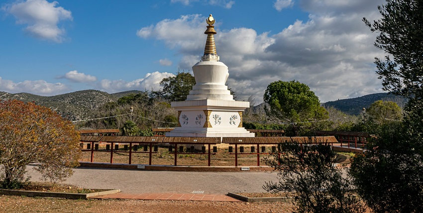 A glimpse of the pristine white ancient Buddhist Monastery nestled in Sri Lanka.