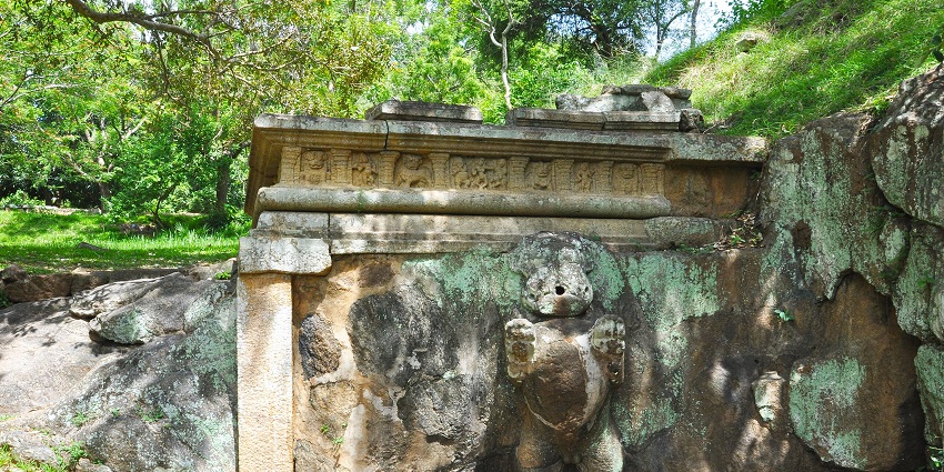 Ancient stone carving and ruins at Mihintale, showcasing The Archaeological Remains