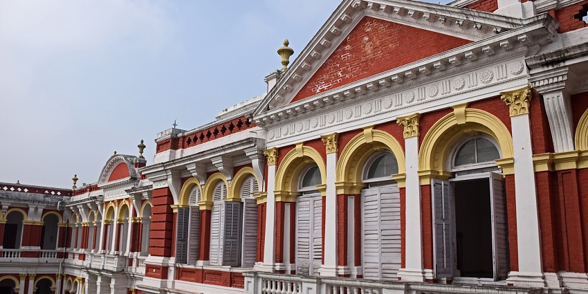View of the intricate architecture of Baradebi Bari