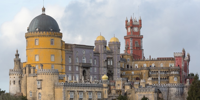 A stunning view of the historic architecture of one of the famous castles in Sintra