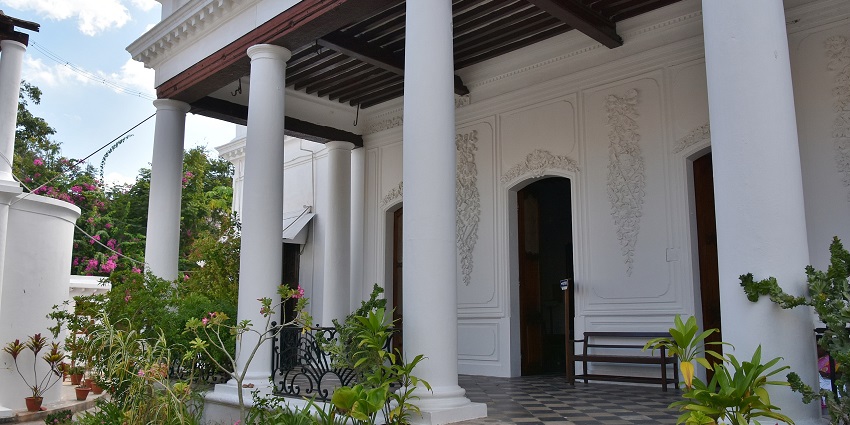 The entrance of the French Quarters in Pondicherry - one of the things to do in India in July.
