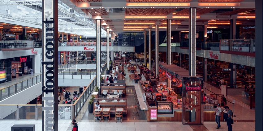 An image of the Gateway@KLIA2 shopping and living mall, which is built on multiple levels.