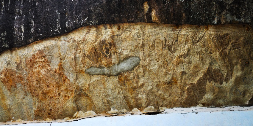 A glimpse of historical inscriptions found in caves of the Pidurangala Rock, Sri Lanka.