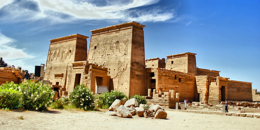 An image of the Temple of Isis in Philae, Egypt, showcasing ancient architecture, things to do in Aswan.