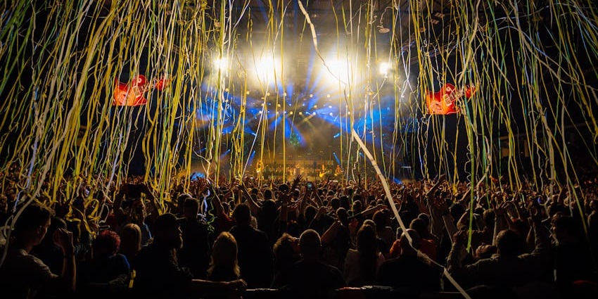 An image of a festival with vibrant lights, which is an important music festival in Latin America.
