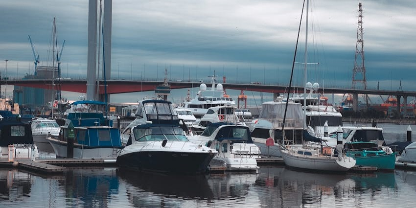 Docked boats in Port Lincoln, fully equipped and ready for a fishing expedition, one of the best water sports in Australia.