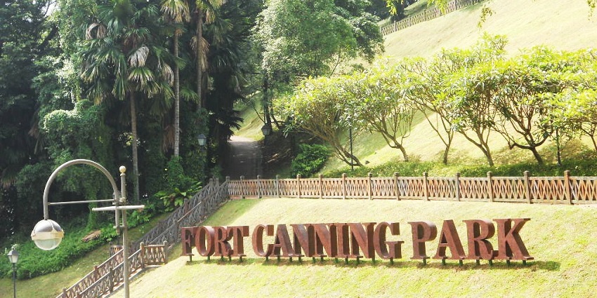 Fort Canning Park in Singapore, a blend of lush green landscapes and cultural landmarks.