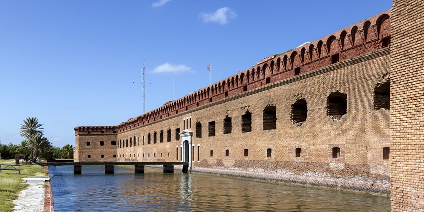 Fort Jefferson, a massive 19th-century coastal fortress in Dry Tortugas, Florida