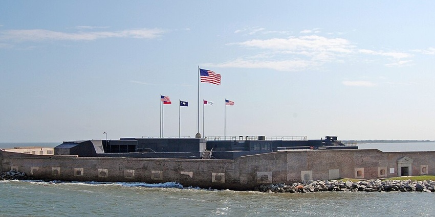 A view of Fort Sumter from the mainland, which is one of the most famous water fort