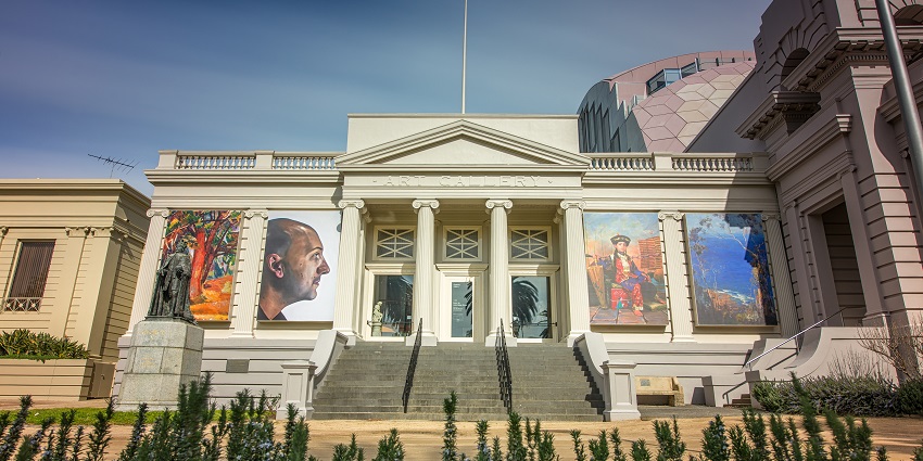 A view of Geelong Gallery with framed artworks, one of the best places to visit in Geelong