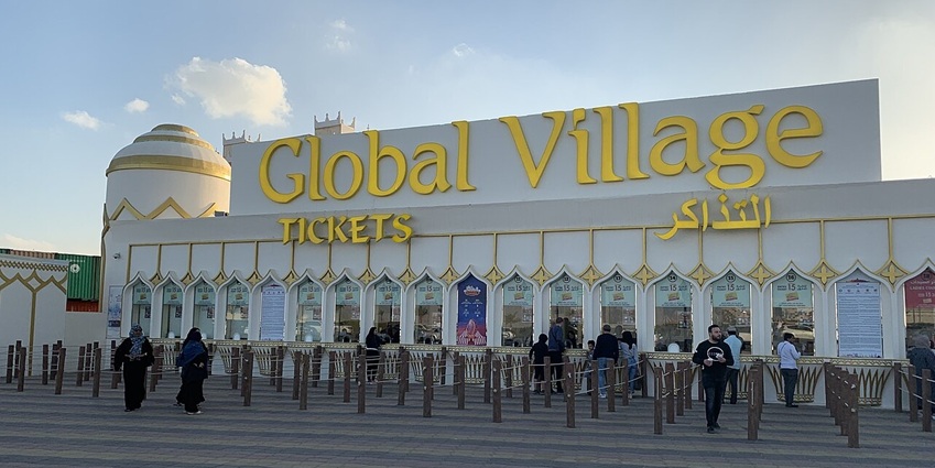 Front view of the multicultural festival park featuring pavilions, entertainment, shopping, and world cuisine