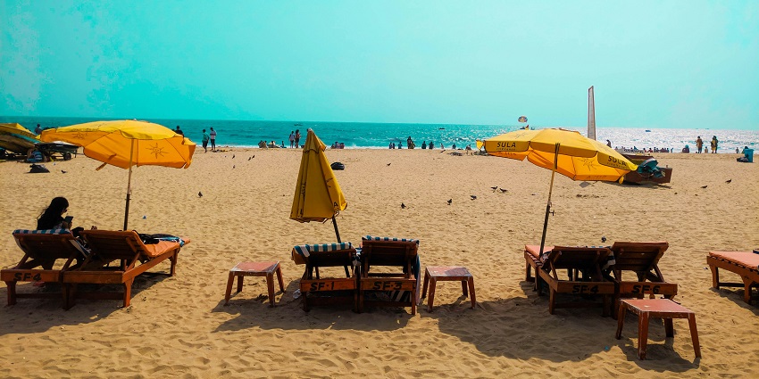 An image of Baga Beach in Goa, one of the best places to visit on Valentine’s Day in India.