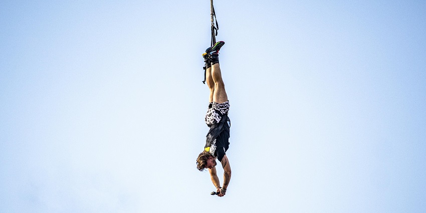 View of Goa Bungy, Vadaval, one of the spots for bungee jumping in Goa, India.
