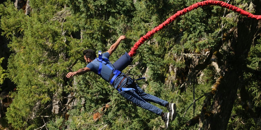 An exciting bungee jumping experience, like the one at Gravity Zone, Anjuna Beach.