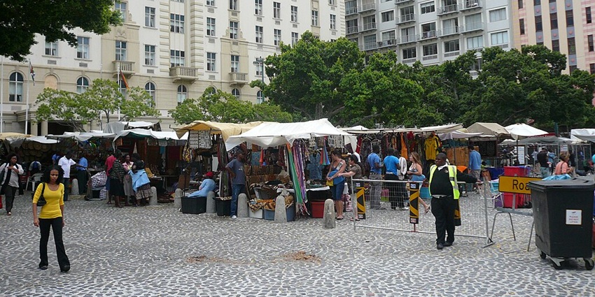 Greenmarket Square, a historic spot among the spots for shopping in Cape Town.