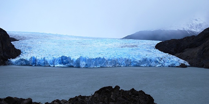 A close-up view of Grey Glacier near Torres del Paine National Park.