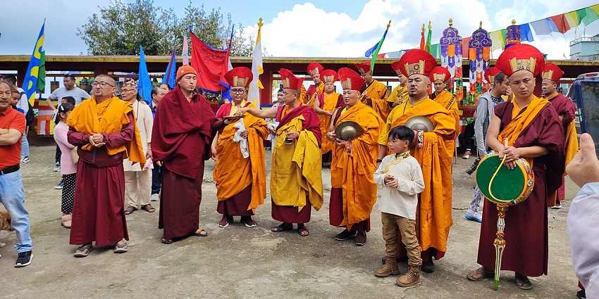An image showing Bhutia Busty Monastery during Guru Purnima, a unique Indian festival in monsoon season.