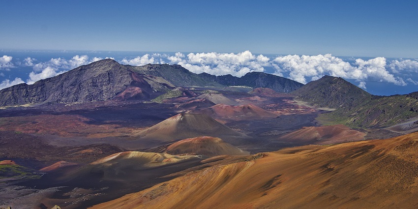 Image of the stunning view of Haleakalā National Park, a famous place near Hawaiian islands.