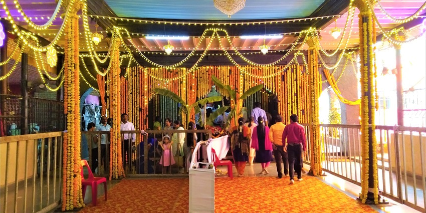 An image of an altar in a Hanuman Jayanti celebration, one of the festivals in April in India