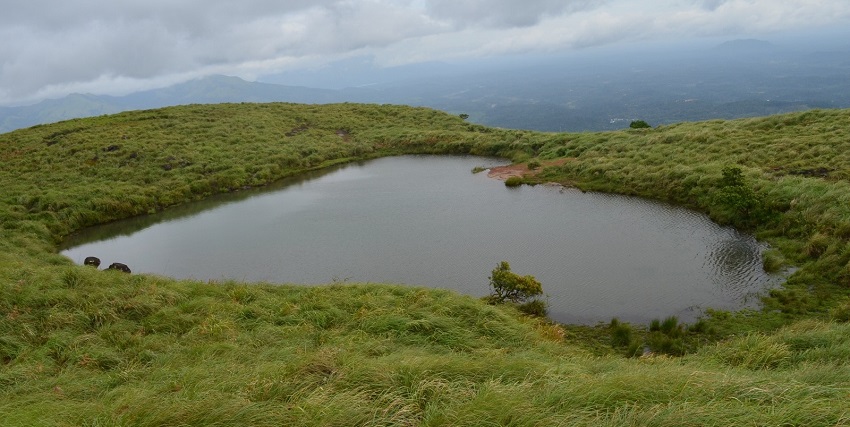 An aerial view of the Heart Shape Lake near the Indian Naval Aviation Museum in Goa