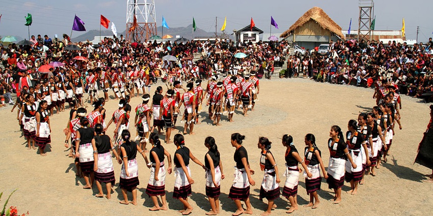 Image of Naga tribal performers at the Hornbill Festival, one of India's best festivals in December