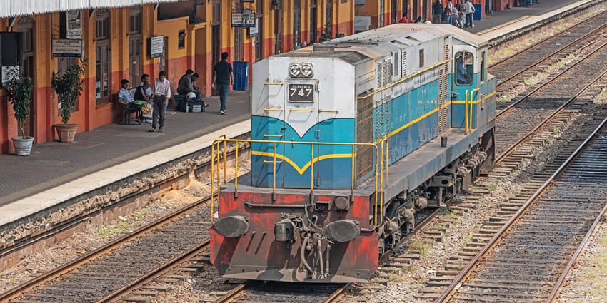 Image of Maradana railway station in Colombo, Sri Lanka: diesel locomotive M4
