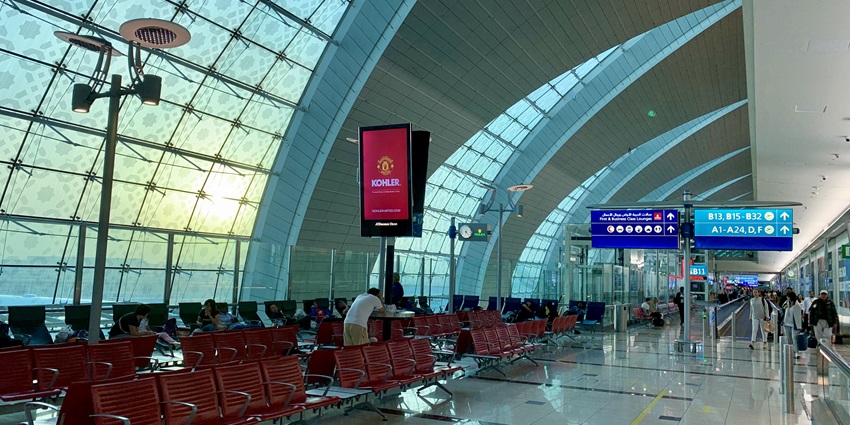 An image of the Dubai International Airport, offering world-class facilities and travel