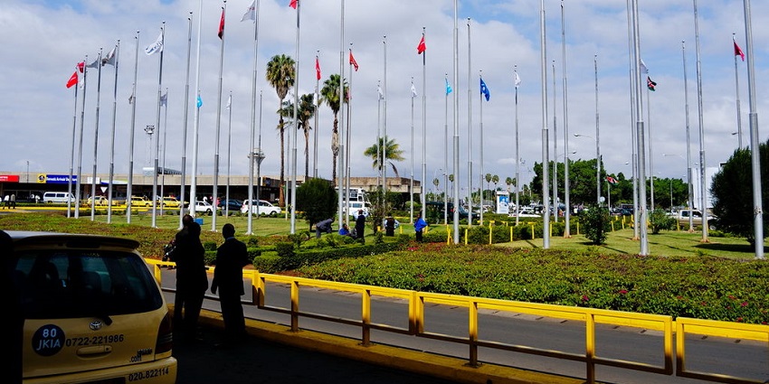 A view of the entrance area of the Jomo Kenyatta International Airport in Kenya