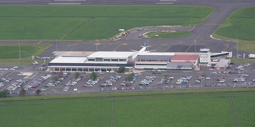 The nearest airport to the waterfall is Dunedin International Airport in New Zealand.
