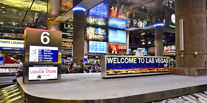 An aerial view of the city of Las Vegas by a traveller from the flight