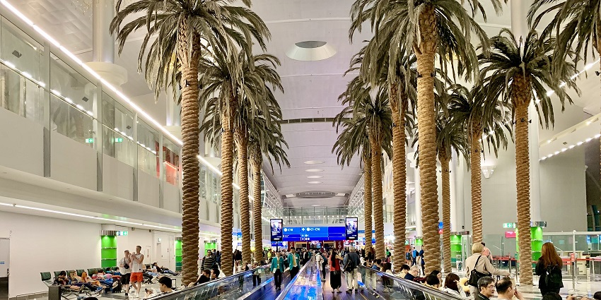 Exquisite interior of the Dubai airport, offering international flights