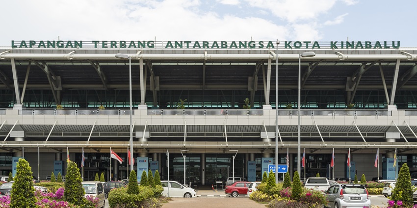 Entrance to Kota Kinabalu Airport, the closest to Mount Kinabalu in Sabah, Malaysia