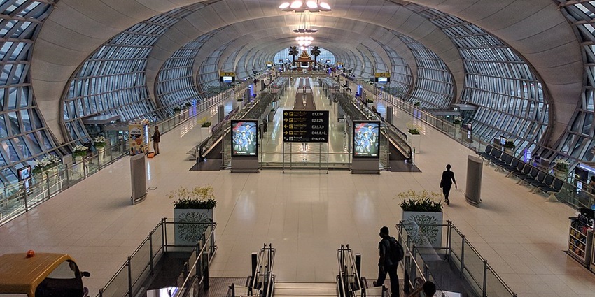 Image of the Terminal E interior of Suvarnabhumi Airport, nearest to Death Railway Museum