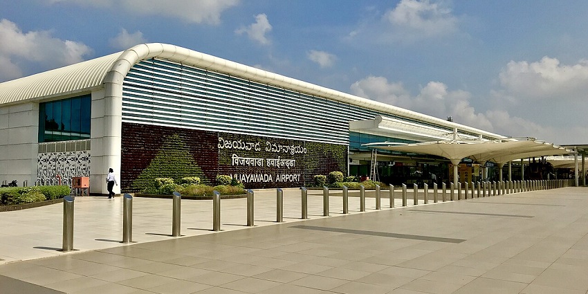 Front of the Vijayawada Airport, connecting many states and nearby cities in Andhra Pradesh.