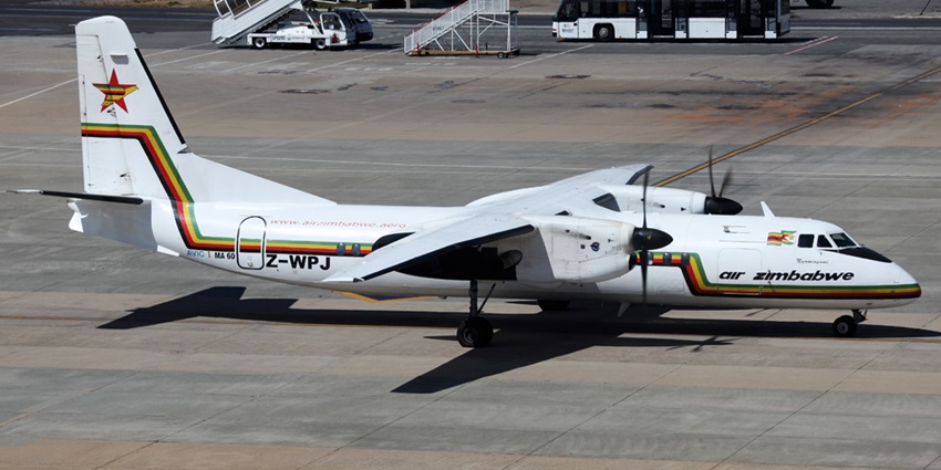 Z-WPJ MA 60 Air Zimbabwe aircraft ready for takeoff on the runway at an airport
