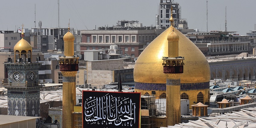 The golden dome of Imam Ali Mosque, a sacred Shia mosque in Najaf, Iraq.