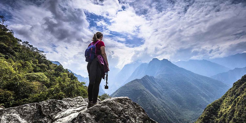 image of a section of the Inca Trail in Peru featuring rugged terrain and stone pathways