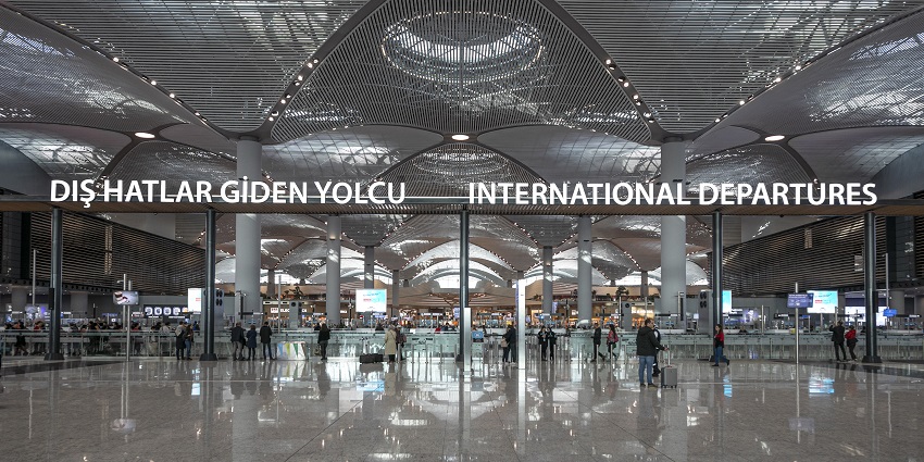 People at the departure gate at Istanbul Airport, one of the best airports in the world.